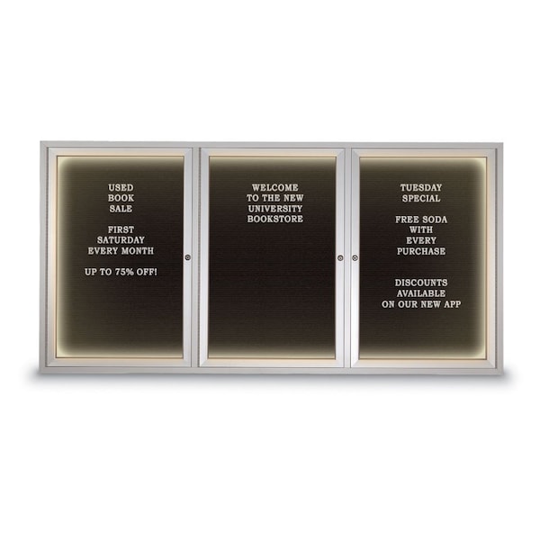 Indoor Enclosed Combo Board, 42"x32", Black Frame/Grey & Pearl